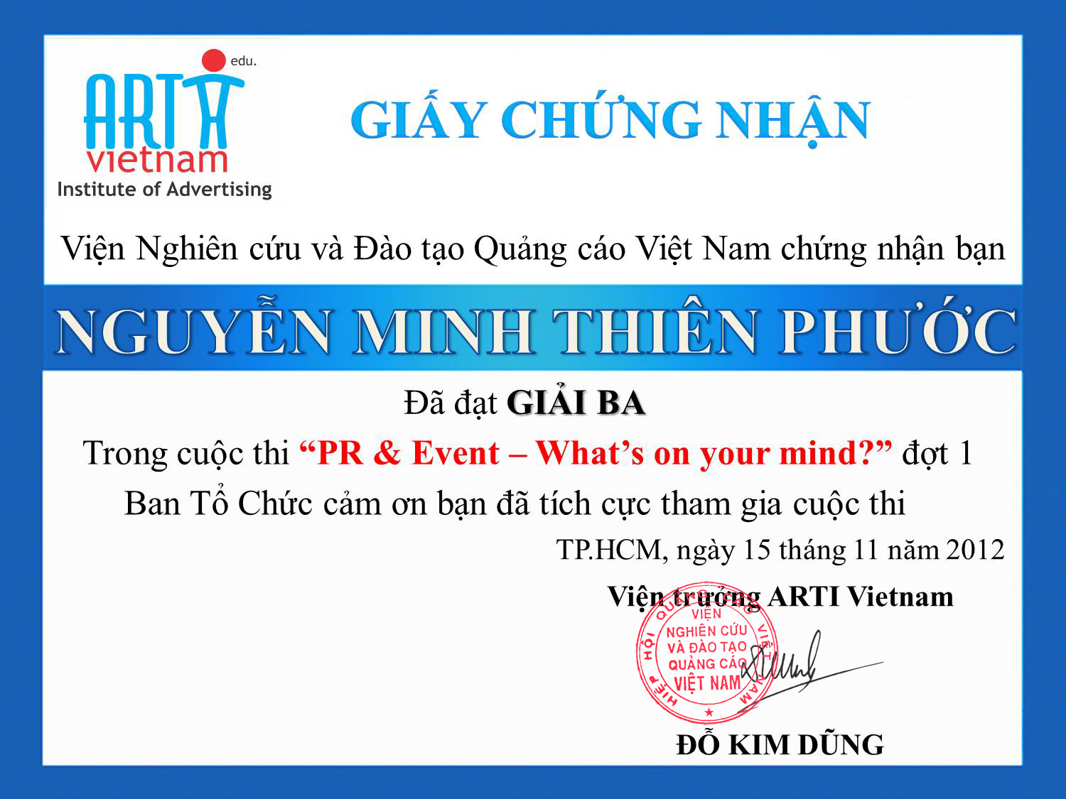 Description: ARTI Vietnam_Giai ba_Nguyen Minh Thien Phuoc